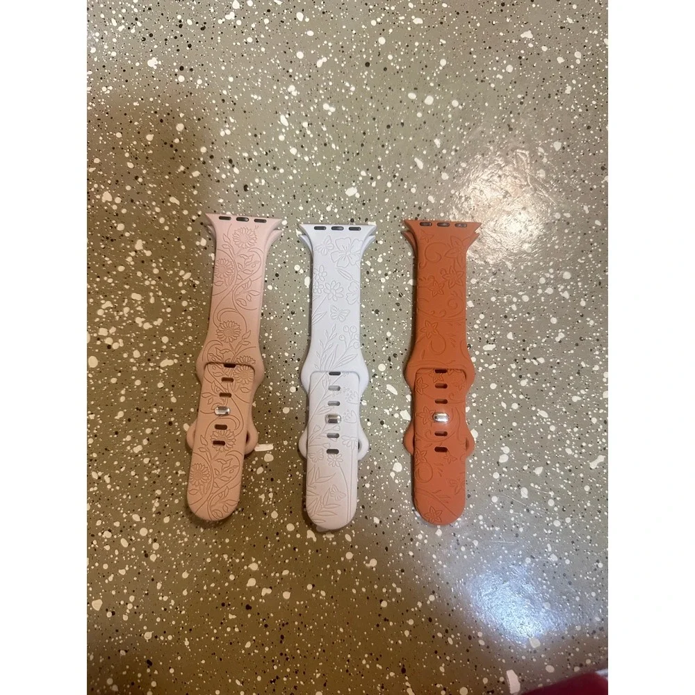 Floral Carved Silicone Watch Bands‎ for Apple Watch 38mm 40mm 41mm 42mm 44mm 45m